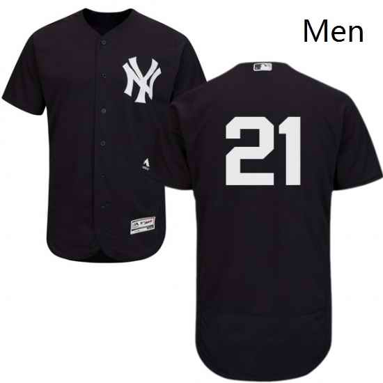 Mens Majestic New York Yankees 21 Paul ONeill Navy Blue Alternate Flex Base Authentic Collection MLB Jersey